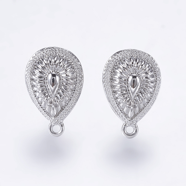 

PandaHall Alloy Stud Earring Findings, with Loop, Teardrop, Platinum, 19x12mm, Hole: 1mm, Pin: 0.7mm Alloy Teardrop