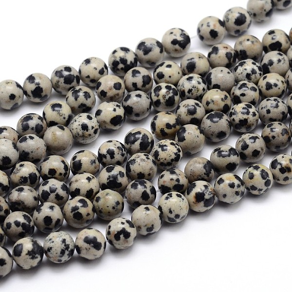 

PandaHall Natural Dalmatian Jasper Round Bead Strands, 4mm, Hole: 1mm, about 100pcs/strand, 16 inch Dalmatian Jasper Round
