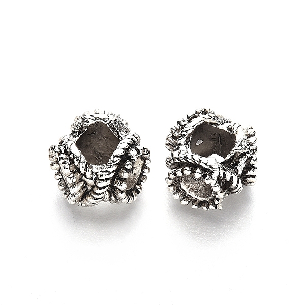 

PandaHall Tibetan Style Alloy European Bead Rhinestone Settings, Large Hole Beads, Lead Free, Flower, Antique Silver, Fit For 4.5mm...