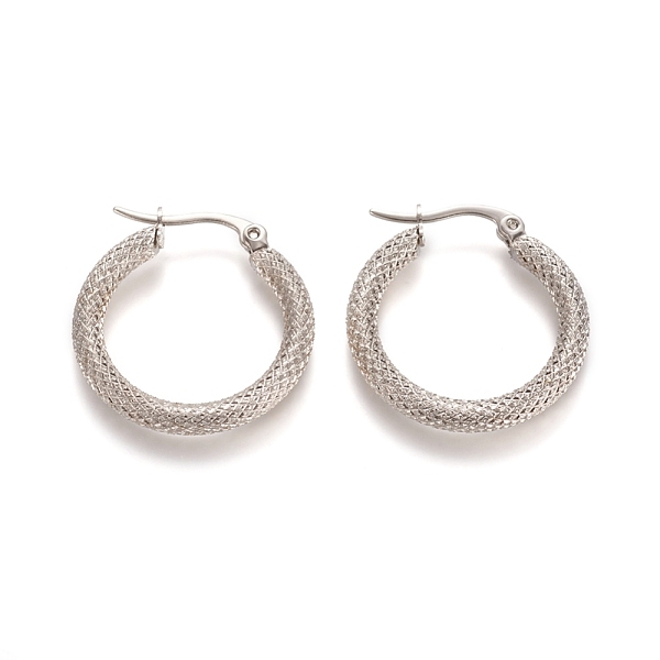 

PandaHall 201 Stainless Steel Geometric Hoop Earrings, with 304 Stainless Steel Pins, Hypoallergenic Earrings, Textured, Ring, Stainless...