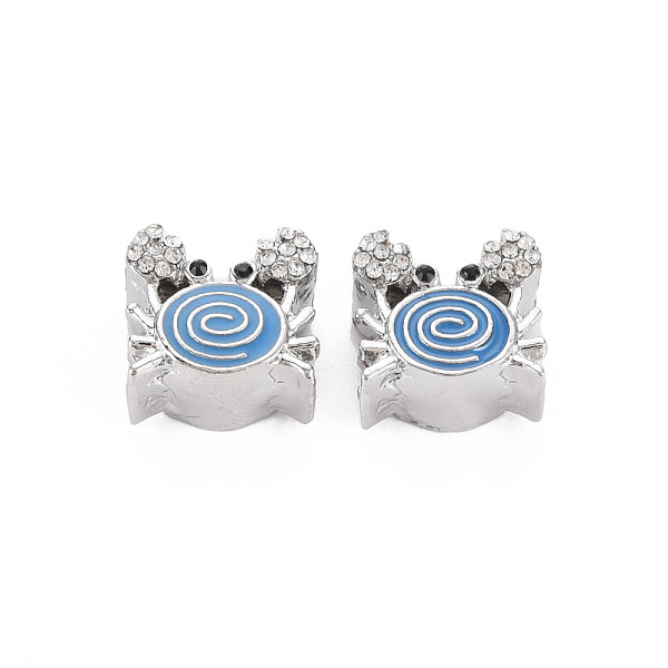 

PandaHall Rack Plating Alloy Enamel European Beads, with Crystal Rhinestone, Large Hole Beads, Cadmium Free & Nickel Free & Lead Free, Crab..., Clear