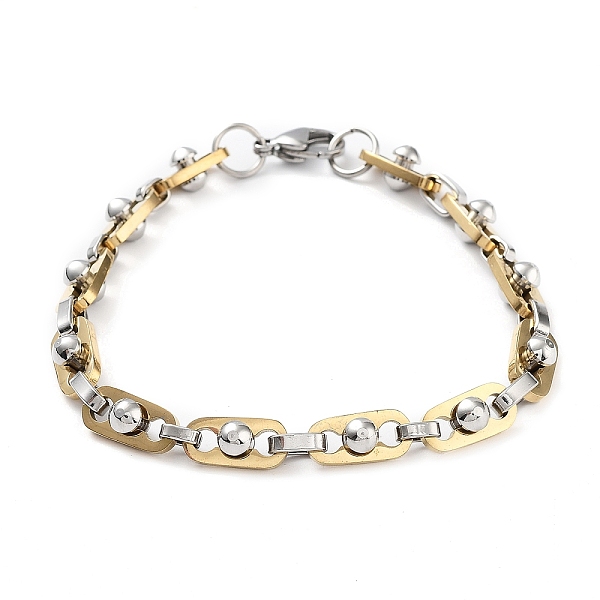

PandaHall Vacuum Plating 304 Stainless Steel Link Chain Bracelet, Golden & Stainless Steel Color, 9 inch(22.7cm) 304 Stainless Steel