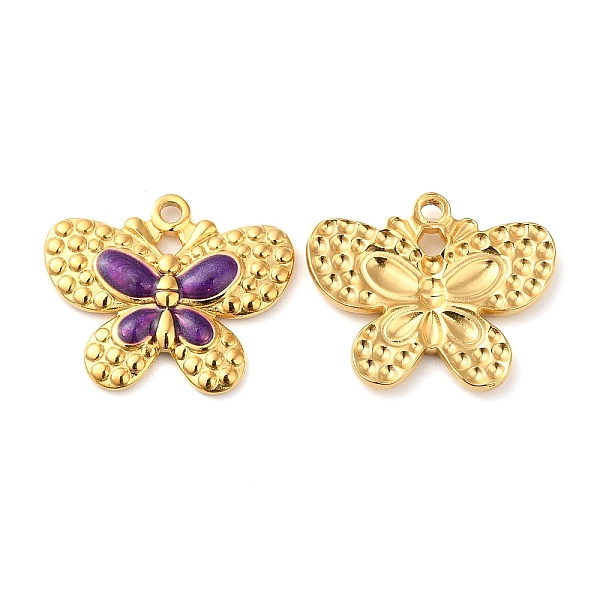 

PandaHall 304 Stainless Steel Enamel Pendants, Real 18K Gold Plated, Butterfly Charm, Purple, 20x24x2.5mm, Hole: 2mm Stainless Steel+Enamel...