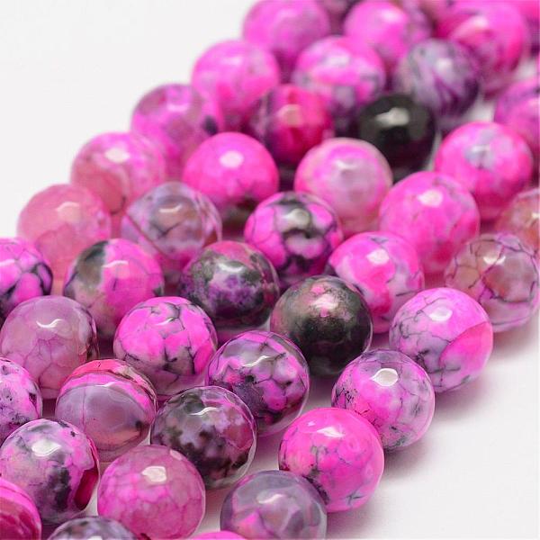 

PandaHall Faceted Natural Fire Crackle Agate Beads Strands, Round, Dyed & Heated, Hot Pink, 10mm, Hole: 1.5mm, about 38pcs/strand, 14 inch...