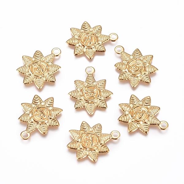 

PandaHall 304 Stainless Steel Pendants, Sun Flower, Golden, 20x15.5x1.2mm, Hole: 2mm 304 Stainless Steel Flower