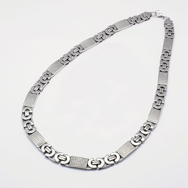 

PandaHall Men's Boys Byzantine Chain Necklaces Fashionable 201 Stainless Steel Necklaces, with Lobster Claw Clasps, Stainless Steel Color...