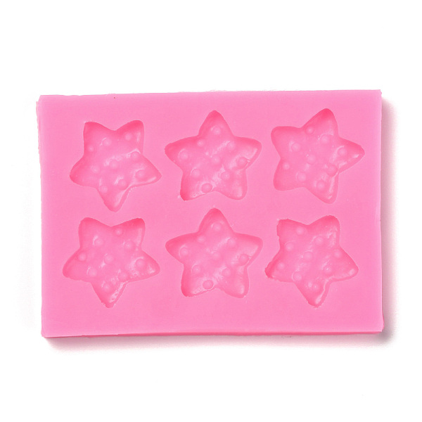 PandaHall DIY Star Patterns Cookie Food Grade Silicone Fondant Molds, for DIY Cake Decoration, UV & Epoxy Resin Jewelry Making, Hot Pink...