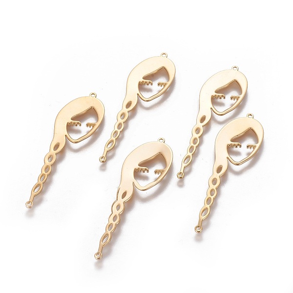 

PandaHall Brass Links connectors, Girl, Real 18K Gold Plated, 53x15.5x1mm, Hole: 1mm, 5pcs/box Brass Human