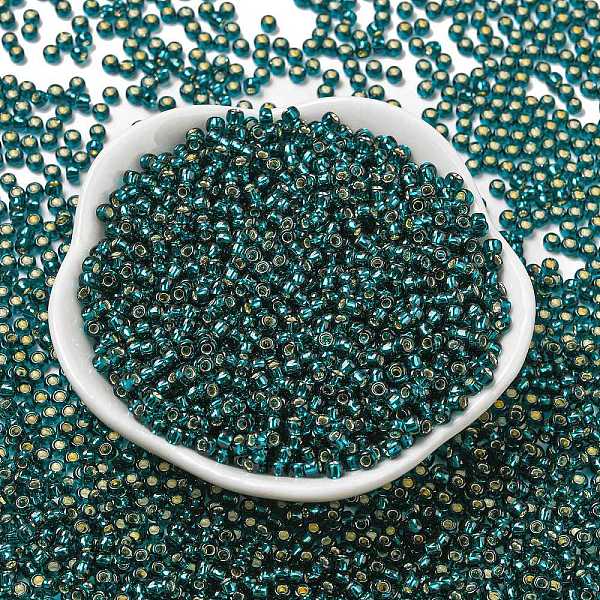 

PandaHall TOHO Round Seed Beads, Japanese Seed Beads, (27BD) Silver Lined Teal, 8/0, 3mm, Hole: 1mm, about 10000pcs/pound Glass Cyan
