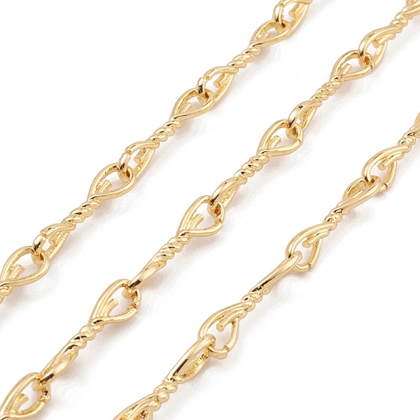 

PandaHall Brass Twist Knot Link Chains, Unwelded, with Spool, Real 18K Gold Plated, 27x6.5x6.5mm Brass