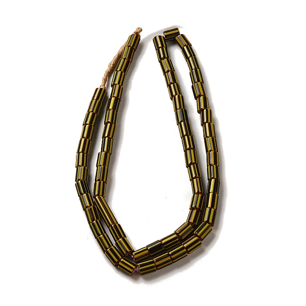 

PandaHall Handmade Nepalese Lampwork Beads, Column with Stripe, Saddle Brown, 6~14x5~8mm, Hole: 1.4~3mm, about 52~78pcs/strand...