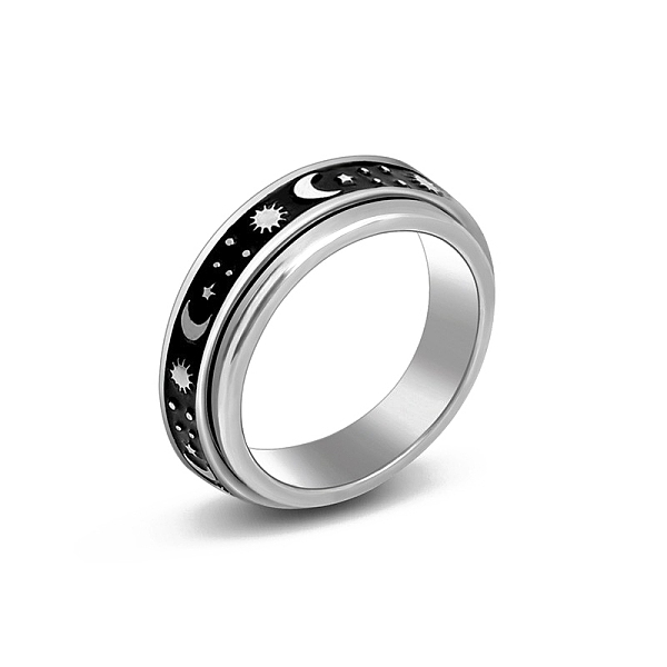 

PandaHall Stainless Steel Rotating Finger Ring, Fidget Spinner Ring for Calming Worry Meditation, Planet, US Size 10(19.8mm) Stainless Steel...