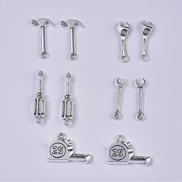 

PandaHall Tools Theme, Tibetan Style Alloy Pendants, for DIY Jewelry Making, Screwdriver, Tape, Wrench, Hammer, Antique Silver Alloy Mixed...