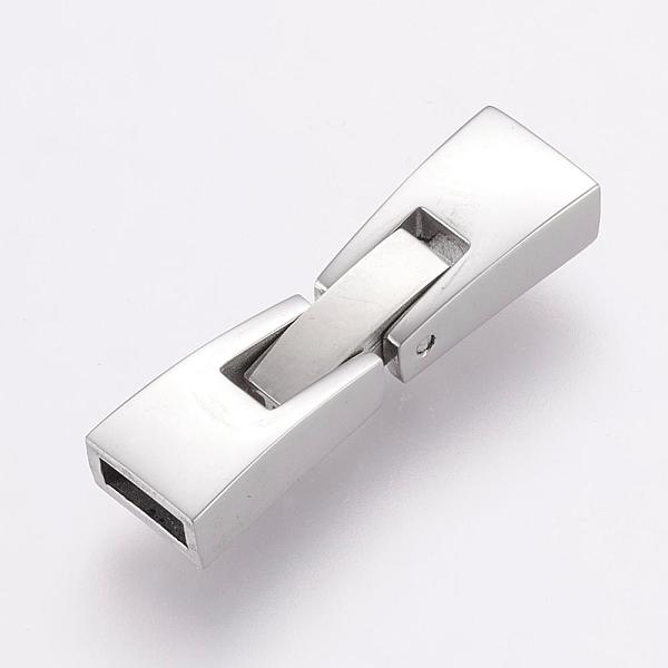 

PandaHall 304 Stainless Steel Fold Over Clasps, Rectangle, Stainless Steel Color, 25x7x4mm, Hole: 2x5mm 304 Stainless Steel