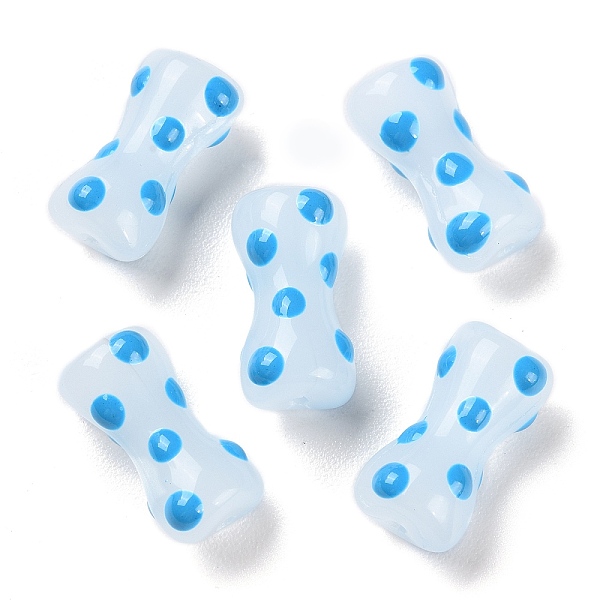 

PandaHall Handmade Bumpy Lampwork Beads, with Enamel, Column, Deep Sky Blue, 17.5x9x8mm, Hole: 1.4mm Lampwork Column