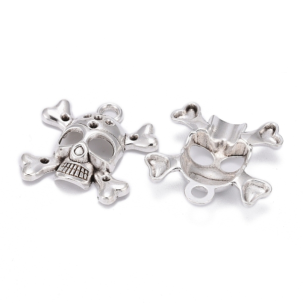 

PandaHall Alloy Crossbone Skull Pendant Rhinestone Settings, Lead Free and Cadmium Free, Antique Silver, 29x27x6mm, Hole: 1.5mm Alloy Skull