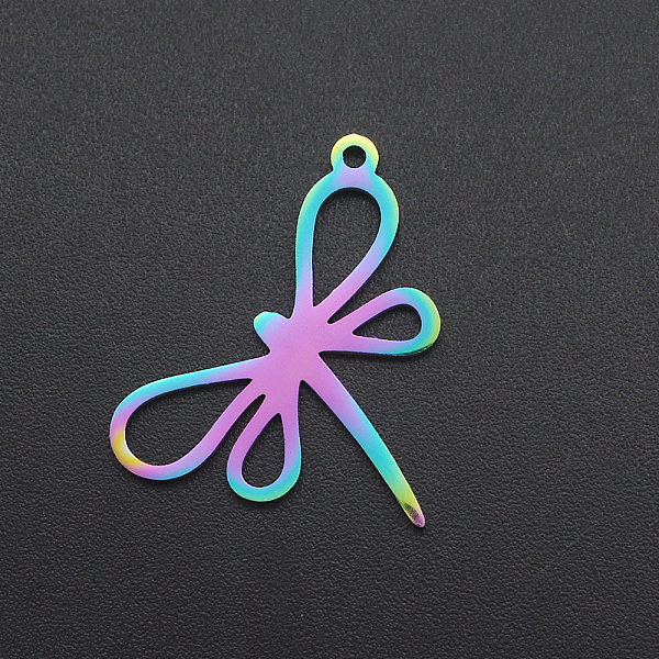 

PandaHall Ion Plating(IP) 201 Stainless Steel Pendants, Dragonfly, Laser Cut, Rainbow Color, 24x21x1mm, Hole: 1.2mm 201 Stainless Steel...