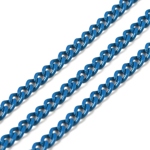 

PandaHall Spray Painted 304 Stainless Steel Curb Chains, with Spool, Unwelded, Dodger Blue, 3x2x0.6mm 304 Stainless Steel