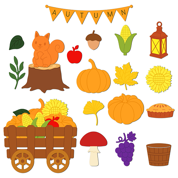 

PandaHall GLOBLELAND 2Set 21Pcs Autumn Harvest Cutting Dies for DIY Scrapbooking Metal Pumpkins Leaves Squirrels Die Cuts Embossing Stencils...
