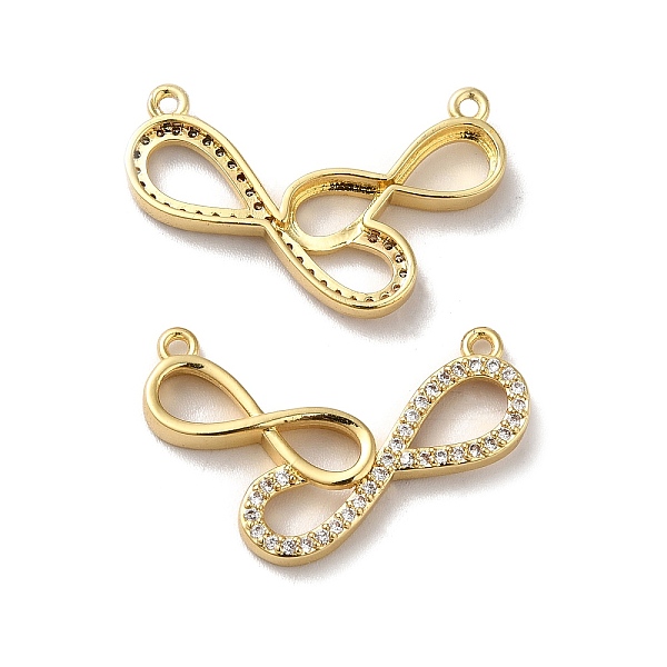

PandaHall Rack Plating Brass Micro Pave Clear Cubic Zirconia 2-Loop Pendants, Long-Lasting Plated, Lead Free & Cadmium Free, Infinity Charm...