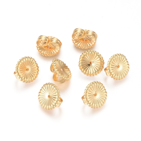 

PandaHall Brass Ear Nuts, Butterfly Earring Backs for Post Earrings, Flower, Real 18K Gold Plated, 9x4.5mm, Hole: 0.8mm Brass