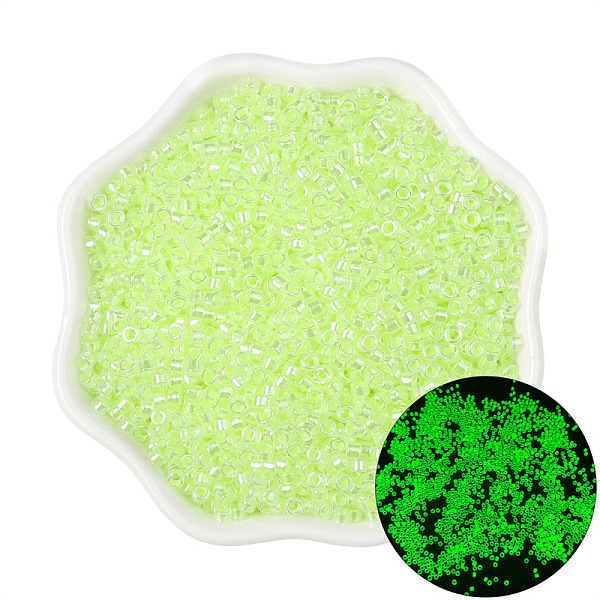 

PandaHall Luminous Glow in the Dark Glass Seed Beads, Round, Green Yellow, 2.5mm, Hole: 1mm, about 700pcs/bag Glass