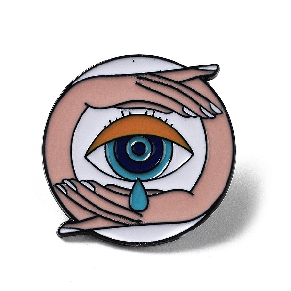 

PandaHall Evil Eye Theme Enamel Pins, Black Zinc Alloy Brooch for Backpack Clothes, Flat Round, 29x32mm Alloy+Enamel Flat Round