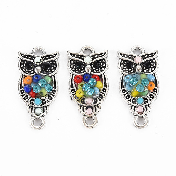 

PandaHall Alloy Links Connectors, with Glass Seed Beads and Rhinestone, Antique Silver, Owl, Colorful, 23x11x4mm, Hole: 2mm Alloy+Rhinestone..., Multicolor