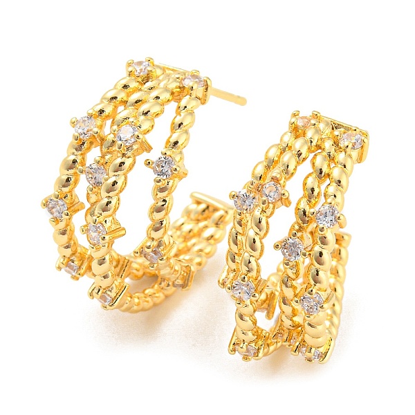 

PandaHall Rack Plating Brass Split Earrings, Clear Cubic Zirconia Arch Stud Earrings, Long-Lasting Plated, Lead Free & Cadmium Free, Real...