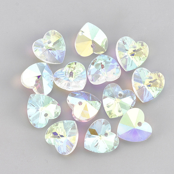 

PandaHall Glass Rhinestone Charms, Heart, Crystal AB, 14x14x7.5mm, Hole: 1.6mm Glass Heart