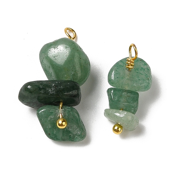 

PandaHall Natural Green Aventurine Pendants, Nuggets Charms with Real 18K Gold Plated Brass Loops, 13~19x7~13x5~7mm, Hole: 1.5~1.6mm Green...