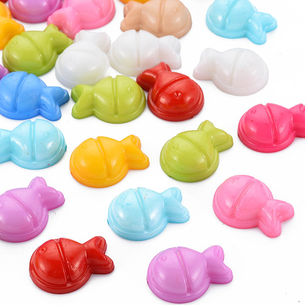 

PandaHall Plastic Beads, Half Drilled, Fish, Mixed Color, 21x16x7mm, Hole: 2.5mm Plastic Fish Multicolor
