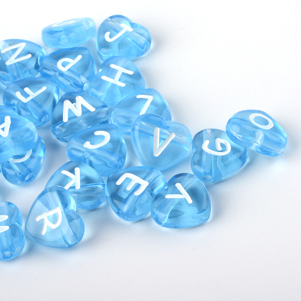 

PandaHall Transparent Acrylic Heart Horizontal Hole Letter Beads, Dodger Blue, 10.5x11.5x4.5mm, Hole: 2mm, about 1300pcs/500g Acrylic Letter...