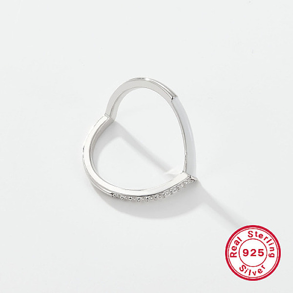 

PandaHall Heart Rhodium Plated Platinum 925 Sterling Silver Micro Pave Cubic Zirconia Finger Rings, with Enamel, White, Inner Diameter: 18mm...