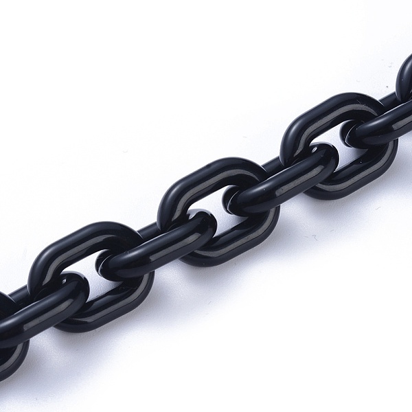 

PandaHall Acrylic Handmade Cable Chains, Oval, Black, 19x14x4mm, about 39.37 inch(1m)/strand Acrylic Black