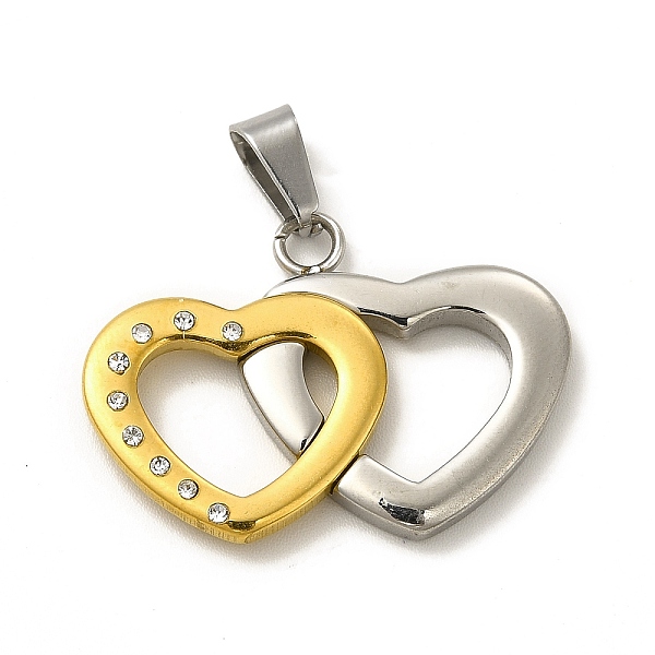 

PandaHall Crystal Rhinestone Double Heart Pendants, with Vacuum Plating 304 Stainless Steel Finding, Golden & Stainless Steel Color..., Black