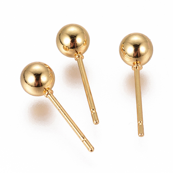 

PandaHall 304 Stainless Steel Ball Stud Earrings, Hypoallergenic Earrings, Golden, 16x5mm, Pin: 0.8mm 304 Stainless Steel