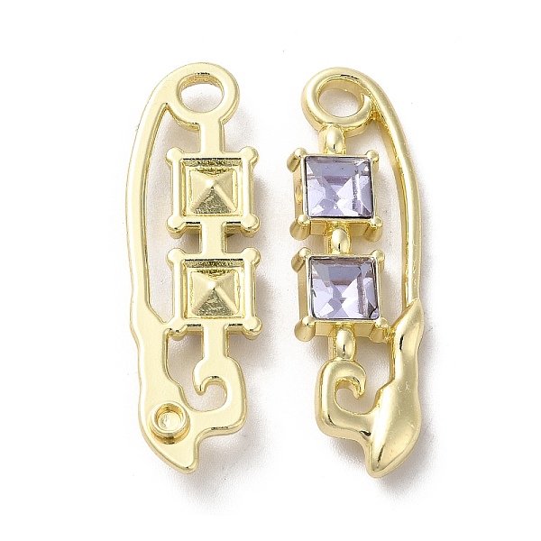 

PandaHall Alloy Pendant, with Glass, Light Gold, Lead Free & Cadmium Free, Safety Pin Charm, Lavender, 35x10.5x4mm, Hole: 3mm Alloy+Glass..., Purple