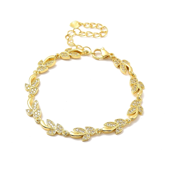

PandaHall Clear Cubic Zirconia Leaf Link Chain Bracelet, Rack Plating Brass Jewelry for Women, Lead Free & Cadmium Free, Long-Lasting Plated...