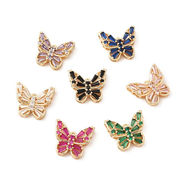 

PandaHall Brass with K9 Glass Pendants, Golden Butterfly Charms, Mixed Color, 15.5x17.8x5.5mm, Hole: 1.5mm K9 Glass Butterfly Multicolor