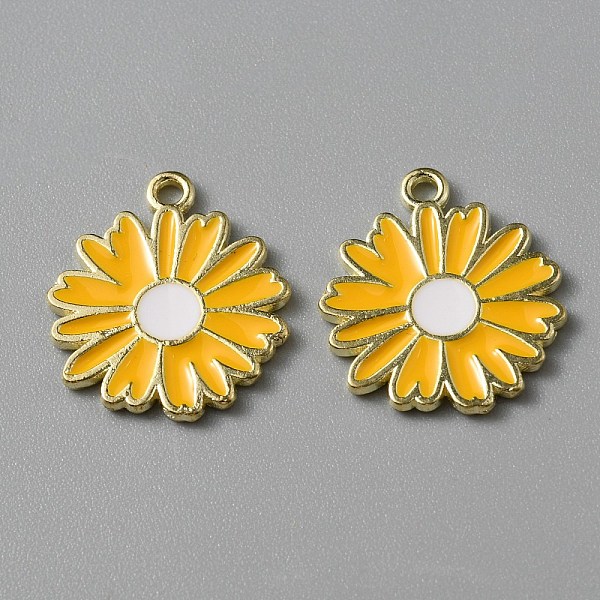 

PandaHall Light Gold Plated Alloy Enamel Pendants, Daisy Charms, Gold, 18x16x1mm, Hole: 1.3mm Alloy+Enamel Flower Gold