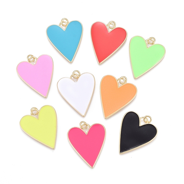 

PandaHall Brass Enamel Pendants, Real 18K Gold Plated, Long-Lasting Plated, Heart, Mixed Color, 27x22x2mm, Hole: 3mm, jump rings: 5x1mm..., Multicolor