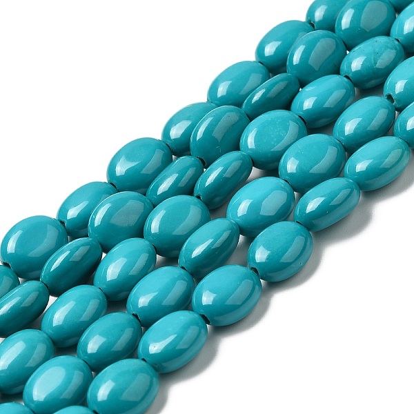 

PandaHall Natural Howlite Beads Strands, Dyed, Egg Shape, Turquoise, 9.5~10.5x7.5~8.5x5~5.5mm, Hole: 1.2mm, about 41~42pcs/strand..., Green