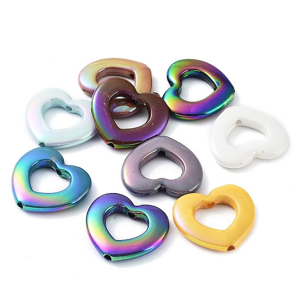 

PandaHall UV Plating Opaque Acrylic Beads, Iridescent, Heart, Mixed Color, 26x29x5mm, Hole: 2.5mm Acrylic Heart Multicolor