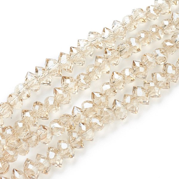 

PandaHall Electroplate Glass Beads Strands, Pearl Luster Plated, Faceted Bicone, Creamy White, 4x6x4.5mm, Hole: 1.2mm, about 110pcs/strand...