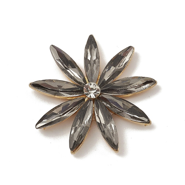 

PandaHall Alloy Cabochons, with Glass Rhinestone, Ligh Gold, Flower, Light Grey, 32x5.5mm Alloy Flower