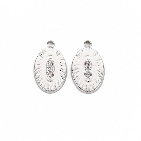 

PandaHall 304 Stainless Steel Pendants, with Crystal Rhinestone, Oval, Stainless Steel Color, 17x10x1.5mm, Hole: 1.5mm Stainless...