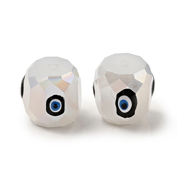 

PandaHall Opaque Glass Beads, with Enamel, Faceted, Drum with Evil Eye Pattern, Black, 10.5x10.5mm, Hole: 1.6mm Glass Drum Black