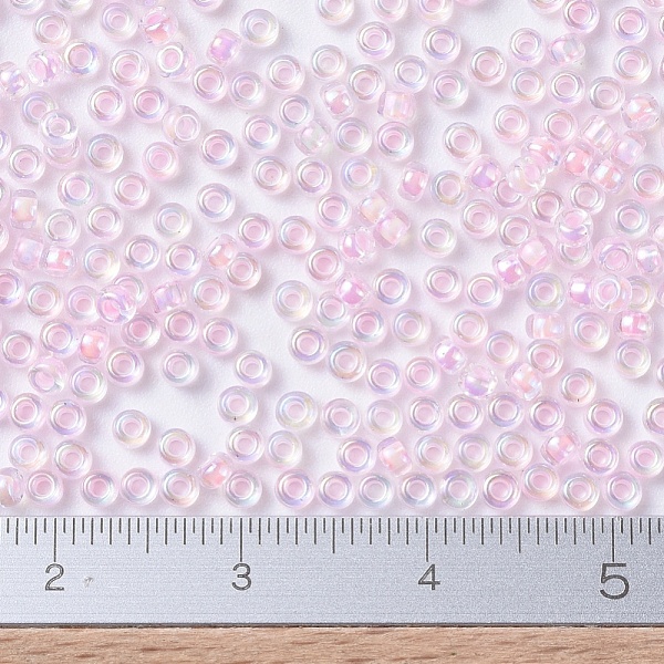

PandaHall MIYUKI Round Rocailles Beads, Japanese Seed Beads, 11/0, (RR272) Pink Lined Crystal AB, 2x1.3mm, Hole: 0.8mm, about 1111pcs/10g...