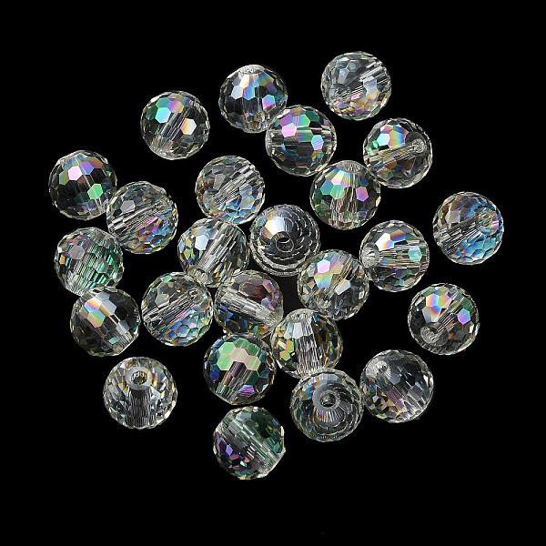 

PandaHall Half Rainbow Plated Glass Beads, Faceted Round, Dark Sea Green, 8x7mm, Hole: 1.5mm Glass Round